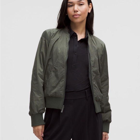 lululemon athletica Jackets & Blazers - Lululemon Olive Green Women's Bomber Jacket- Worn Once!